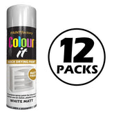 12X Paint Factory White Matt Spray Paint 250ml Spray Paint